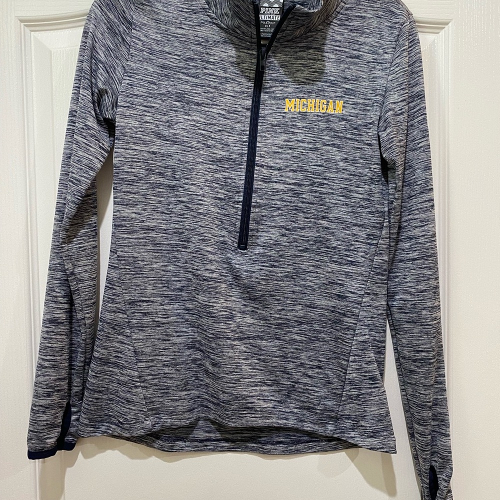 Victoria's Secret Pink Heathered Gray Quarter-Zip Pullover